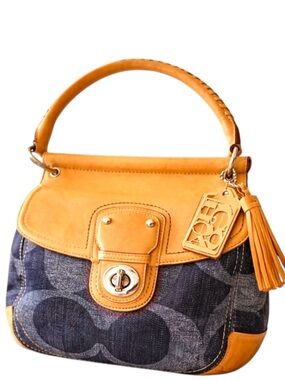 Coach 2012 Legacy Willis 2-Way Carry in Denim, & Tan Turn Lock Style 19968